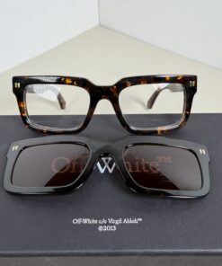 Off-White c/o Virgil Abloh Chester OERI149 1007 Matte Black Square Sunglasses with Clip-On Tortoiseshell Frame Set