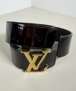 Louis Vuitton Amarante Monogram Vernis LV Initiales 40mm Belt Gold Buckle Size 85/34