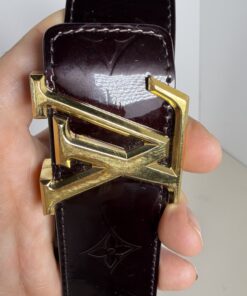 Louis Vuitton Amarante Monogram Vernis LV Initiales 40mm Belt Gold Buckle Size 85/34 - Image 3