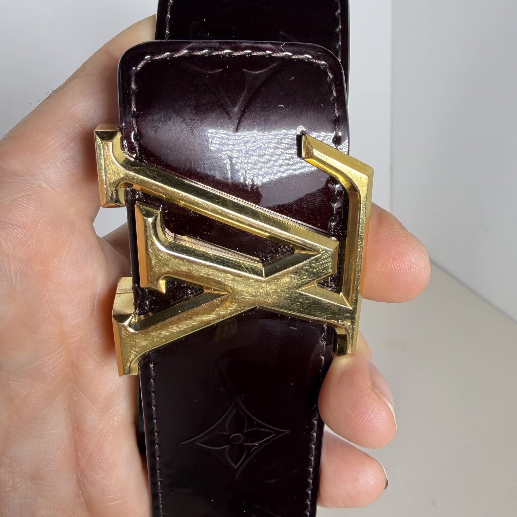 Louis Vuitton Amarante Monogram Vernis LV Initiales 40mm Belt Gold Buckle Size 85/34 - Image 3