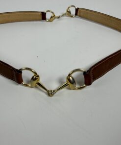 Gucci Vintage Brown Leather Horsebit Buckle Waist Belt Gold-Tone Hardware Size 70/28