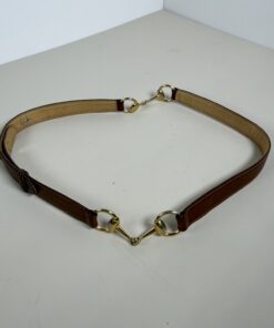 Gucci Vintage Brown Leather Horsebit Buckle Waist Belt Gold-Tone Hardware Size 70/28