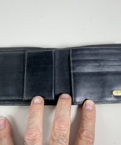 Fendi Vintage Pequin Stripe Coated Canvas Bi-Fold Wallet with Leather Trim and FF Logo Emblem - Image 6