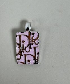 Christian Dior Vintage John Galliano Era Pink Enamel Oblique Trotter Logo Tag Pendant Charm Only