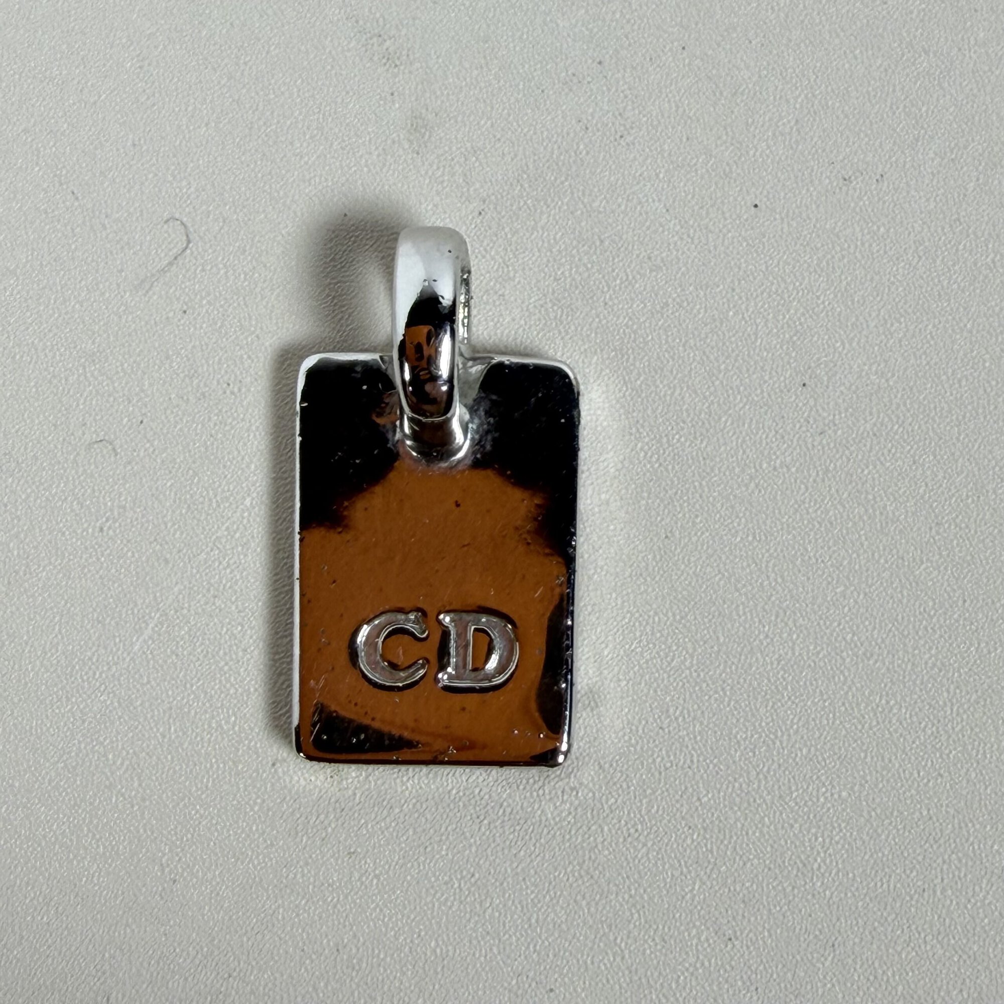 Christian Dior Vintage John Galliano Era Pink Enamel Oblique Trotter Logo Tag Pendant Charm Only