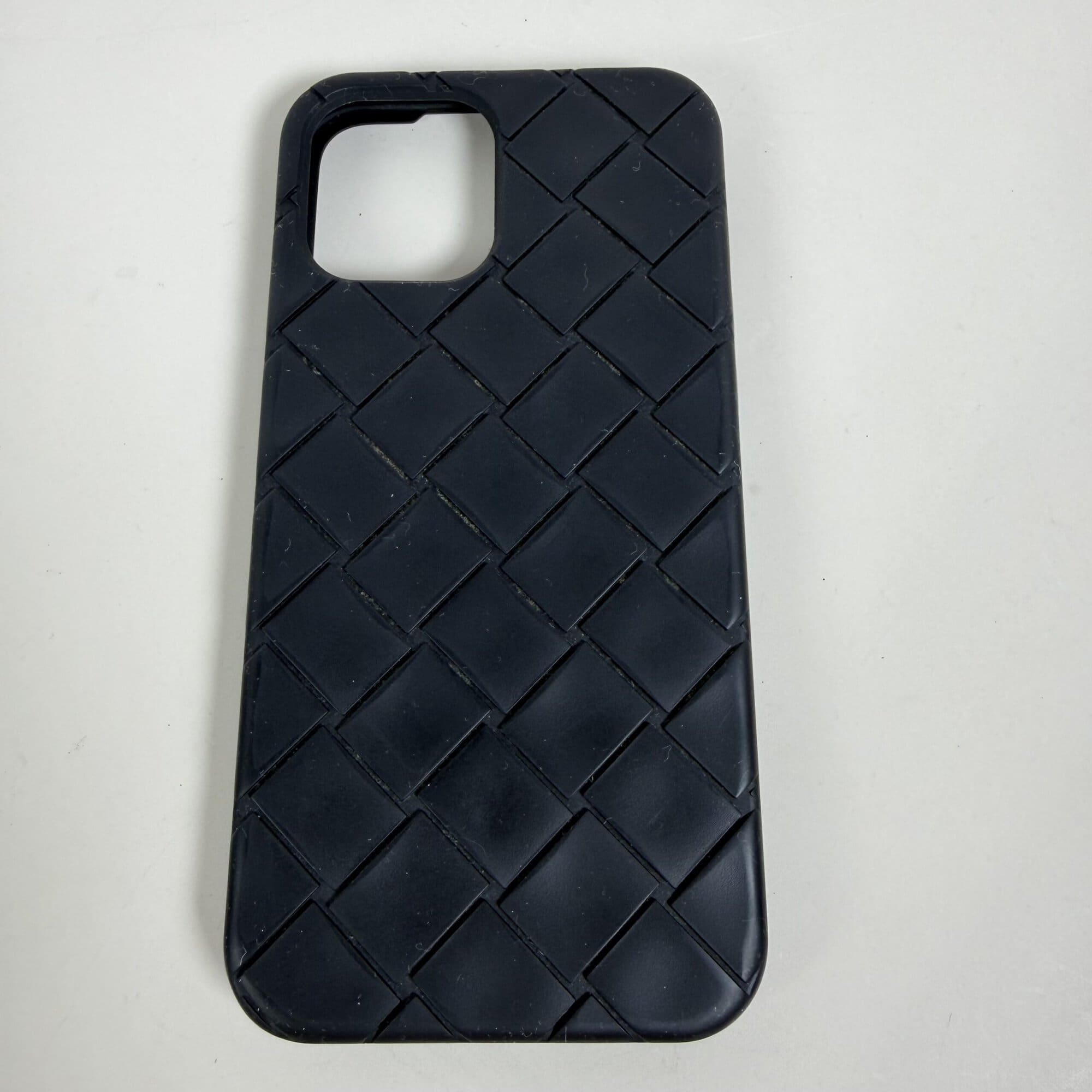 Bottega Veneta Black Intreccio Rubber Silicone iPhone 13 Pro Max Protective Case Cover