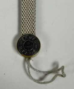 Hermes Vintage Grooming / Key Ring Clou de Selle Silver Tone Logo Woven Cord Strap Charm - Image 3
