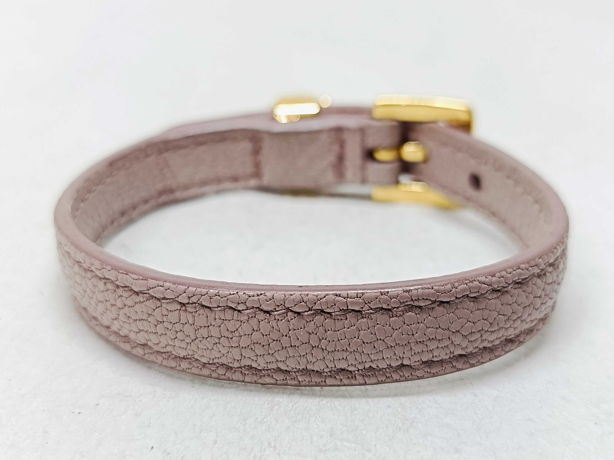 Miu Miu Pink Grained Leather Crystal Charm Bracelet - Image 9