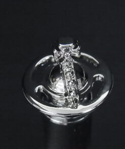 Vivienne Westwood Black Faux Leather Silver Orb Ballpoint Pen - Image 4