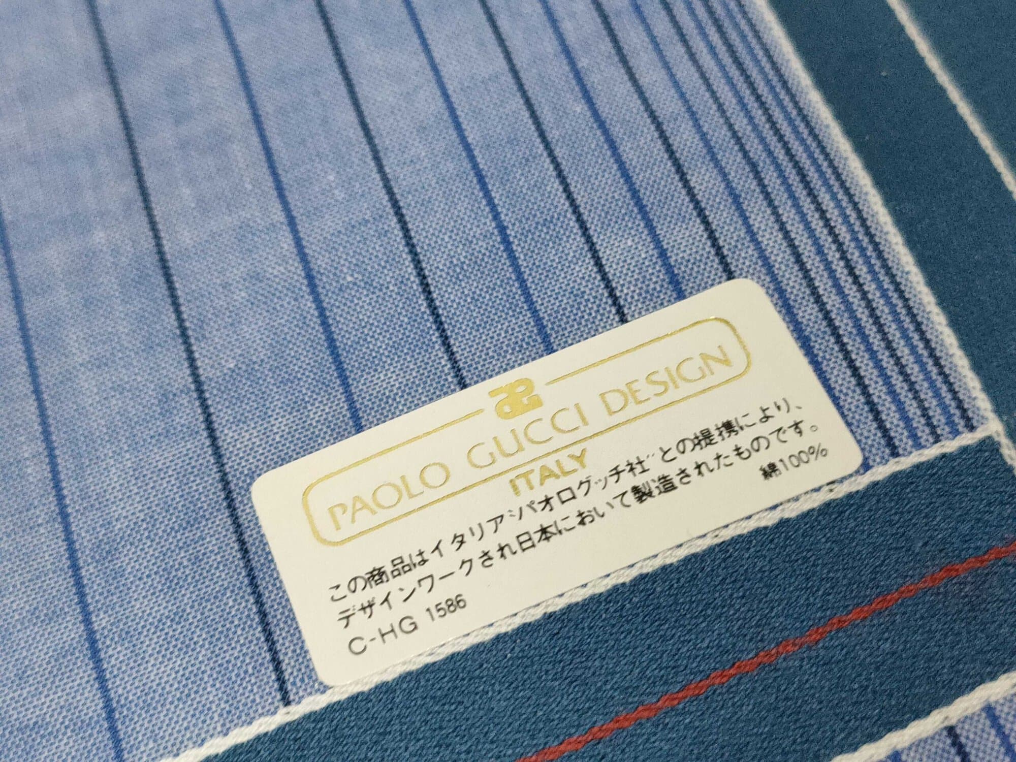 Paolo Gucci Blue Checked Cotton Handkerchief Scarf - Image 4
