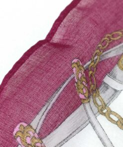 Paolo Gucci Burgundy Chain Belt Motif Cotton Handkerchief Scarf, additional view 4