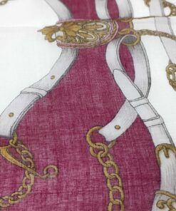 Paolo Gucci Burgundy Chain Belt Motif Cotton Handkerchief Scarf, additional view 6