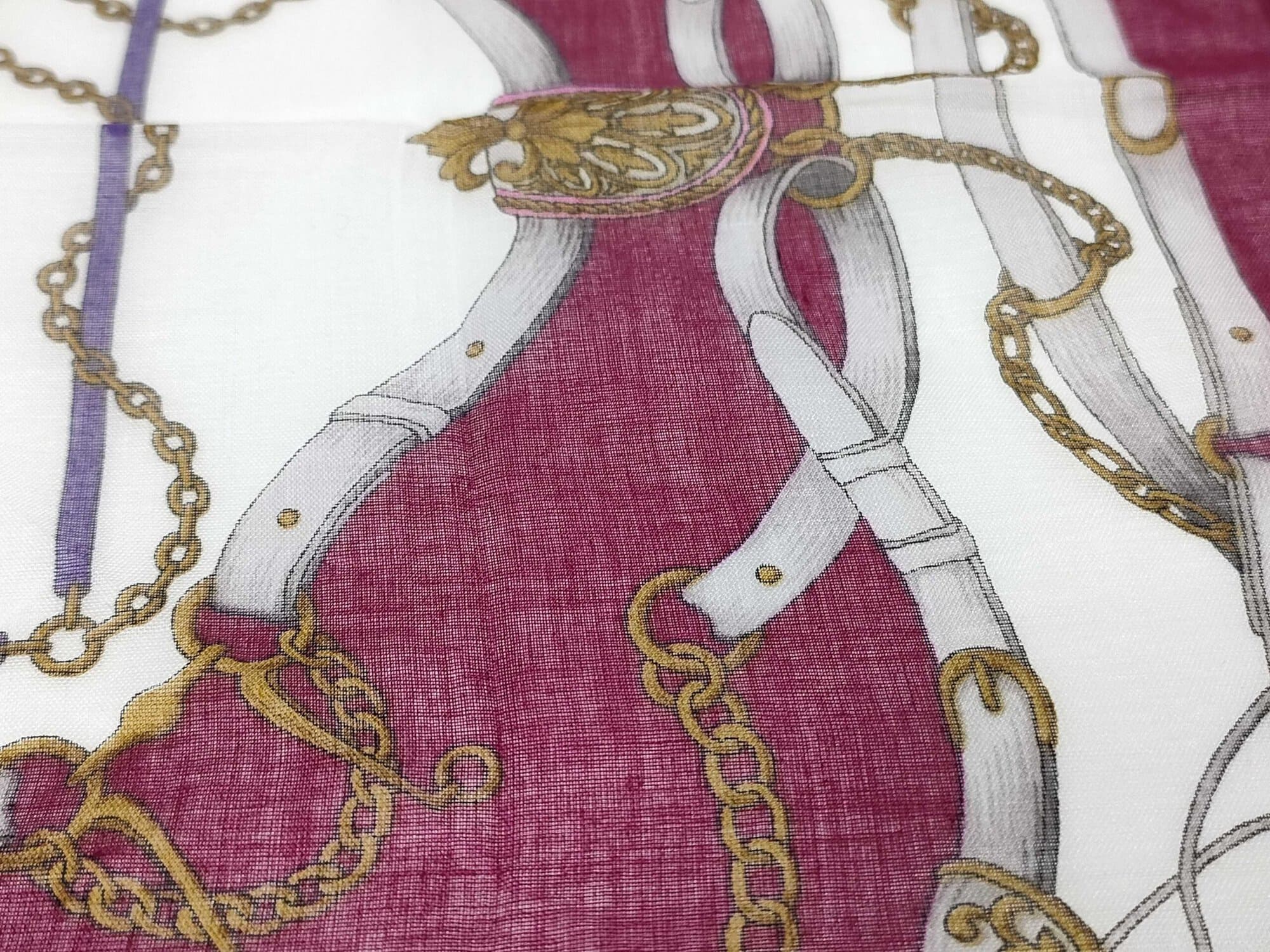 Paolo Gucci Burgundy Chain Belt Motif Cotton Handkerchief Scarf, additional view 6