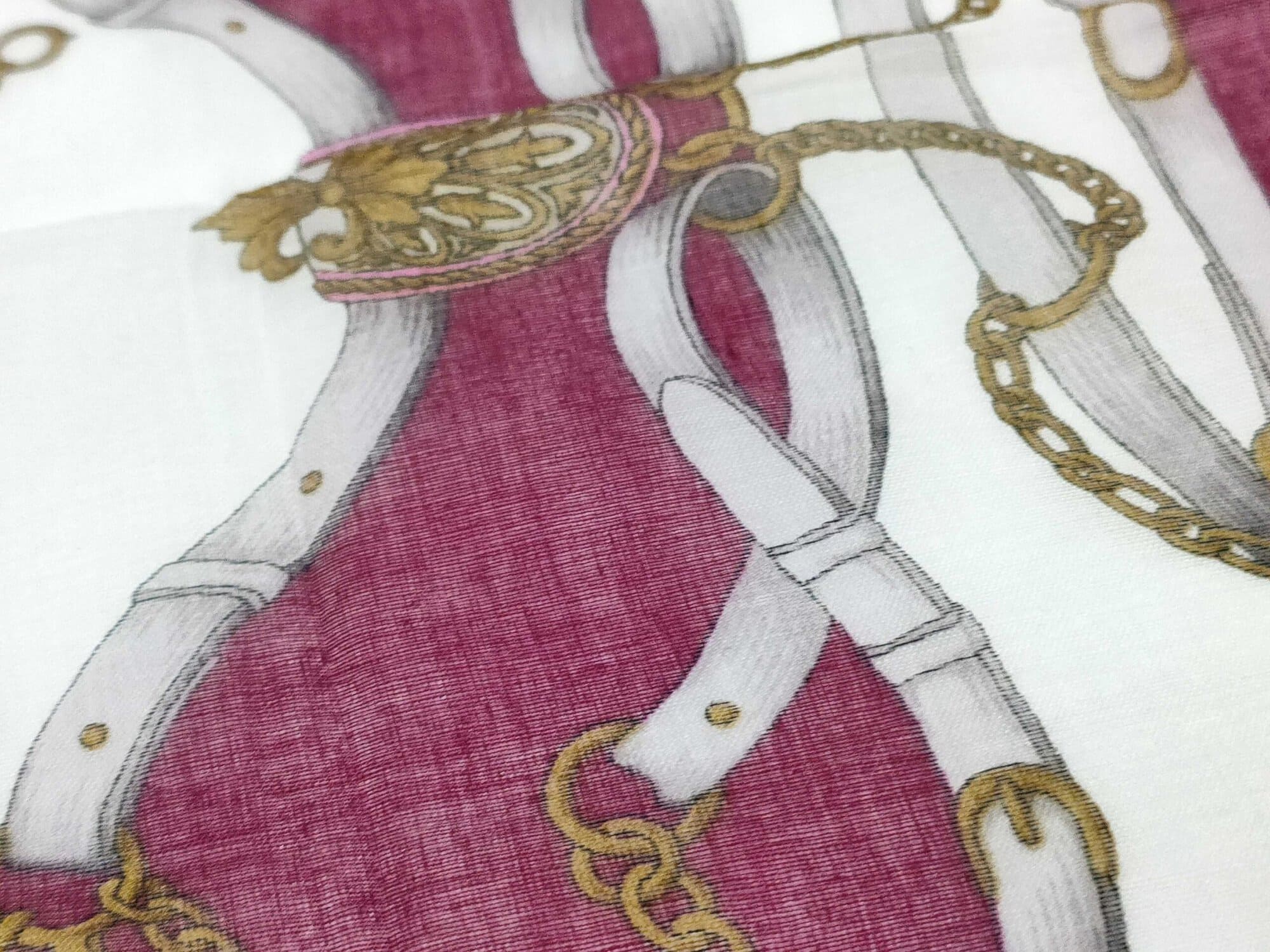 Paolo Gucci Burgundy Chain Belt Motif Cotton Handkerchief Scarf, additional view 10