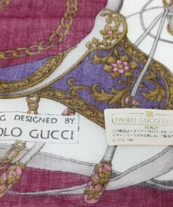 Paolo Gucci Burgundy Chain Belt Motif Cotton Handkerchief Scarf, additional view 3
