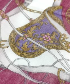 Paolo Gucci Burgundy Chain Belt Motif Cotton Handkerchief Scarf, additional view 5
