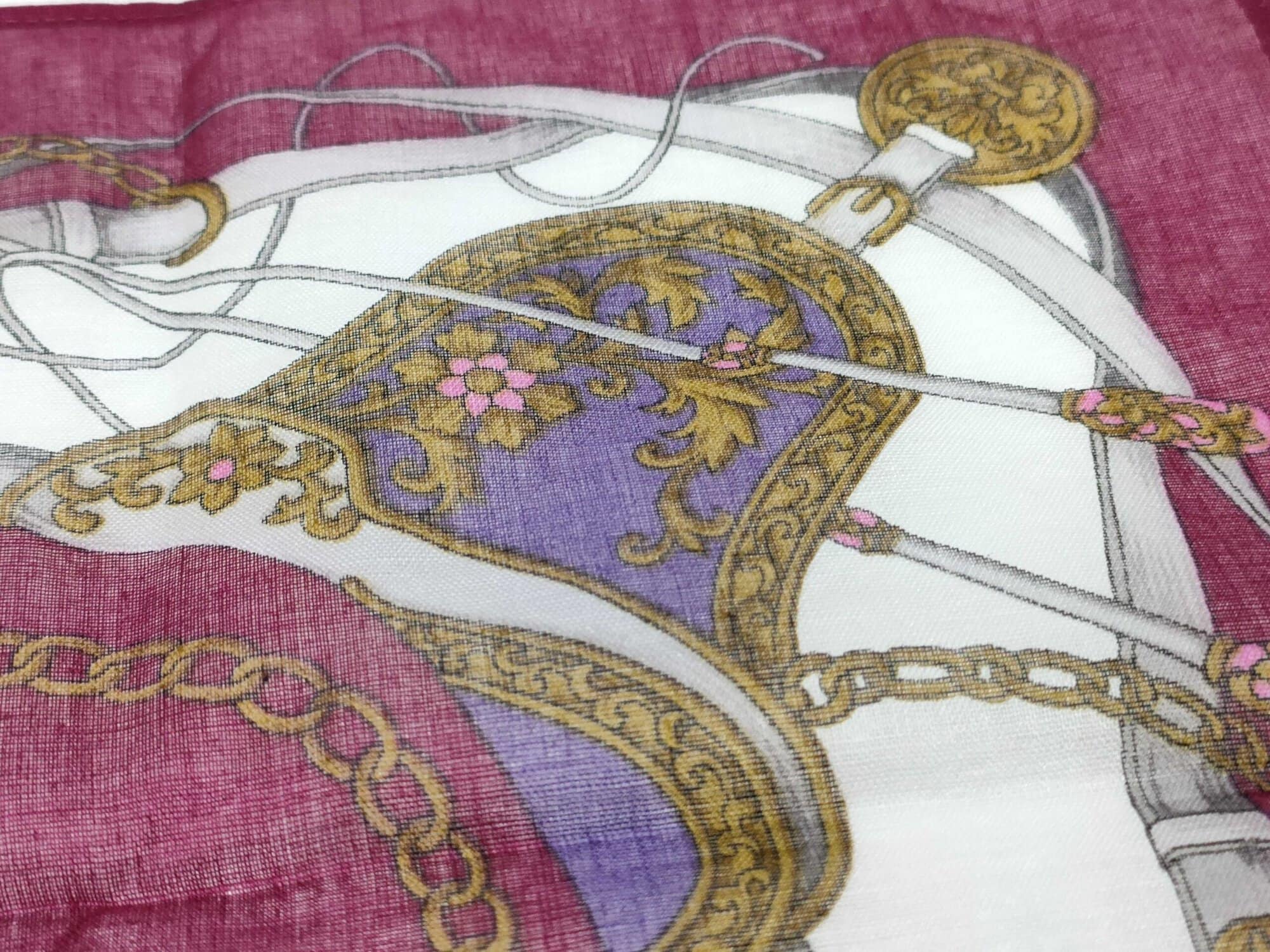 Paolo Gucci Burgundy Chain Belt Motif Cotton Handkerchief Scarf, additional view 9