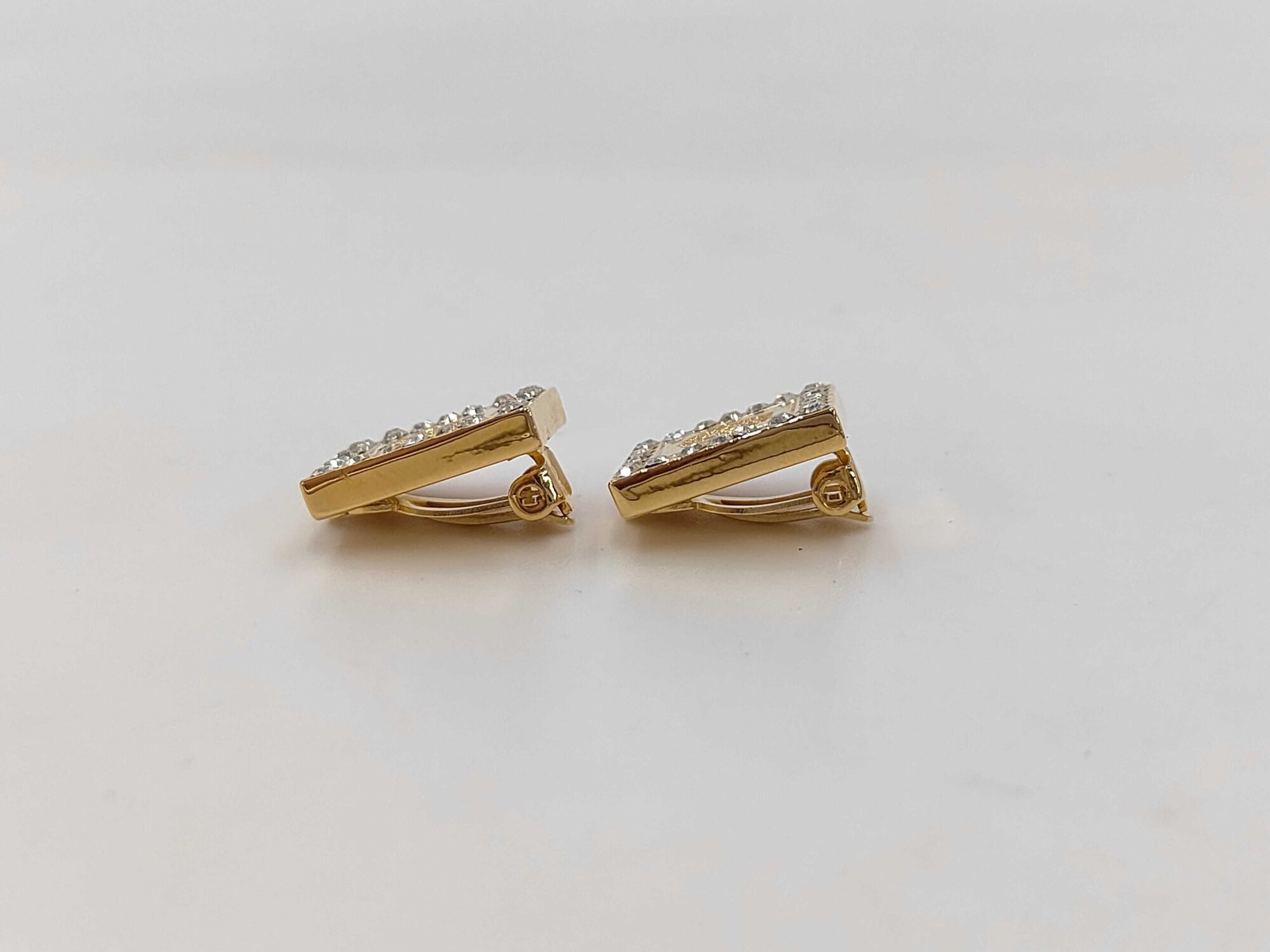VERSACE Gianni Versace Gold Plated Medusa Crystal Square Clip-On Earrings - Image 5