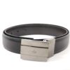 Gucci Black Smooth Leather Silver Box Plaque Logo Reversible Belt size 80-32