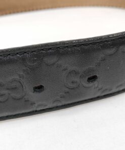 Gucci Black Guccissima Leather Gold Interlocking G Icon Belt size 80-32 - Image 6