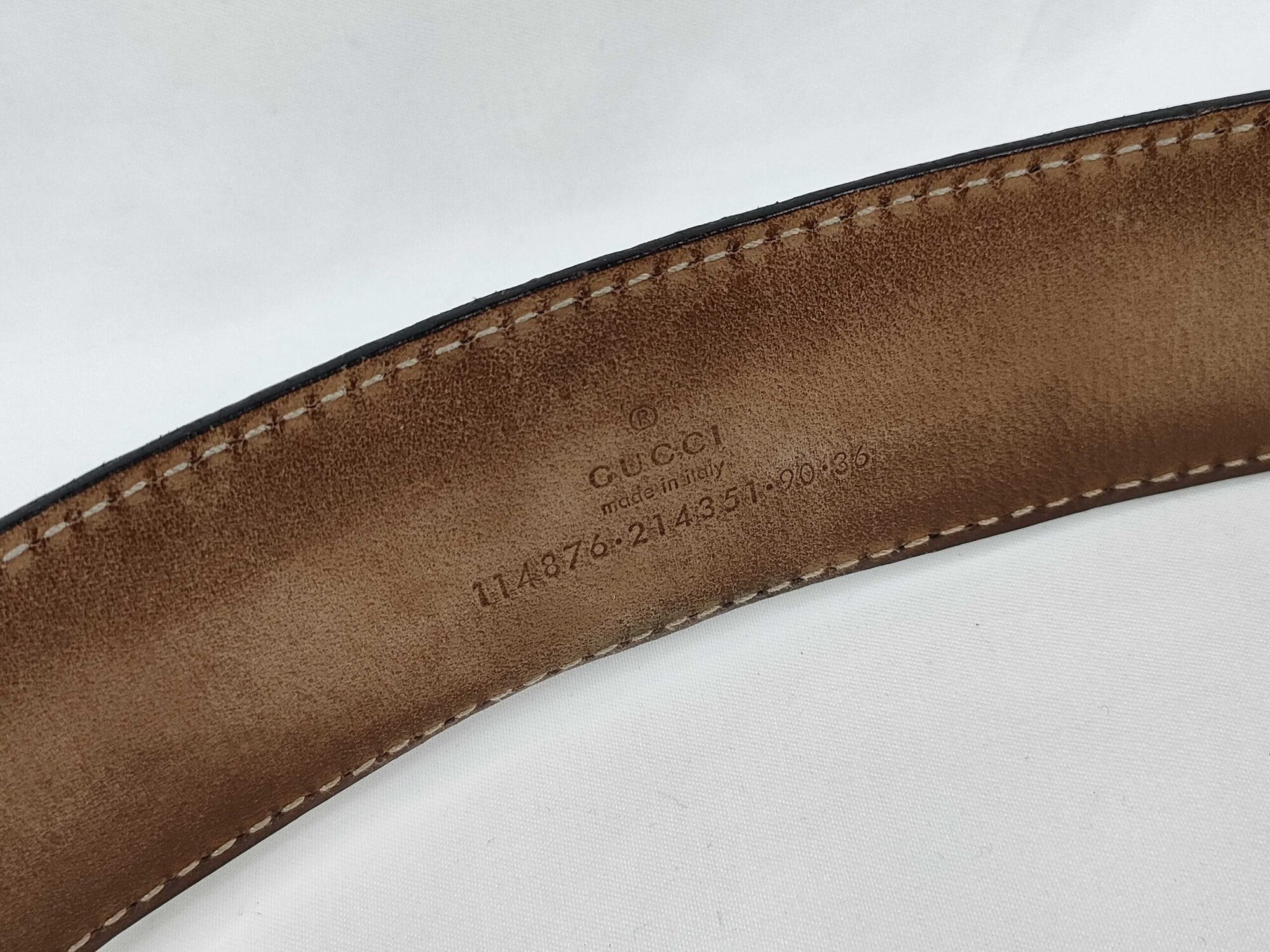 Gucci Black Guccissima Leather Gold Interlocking G Icon Belt size 80-32 - Image 5