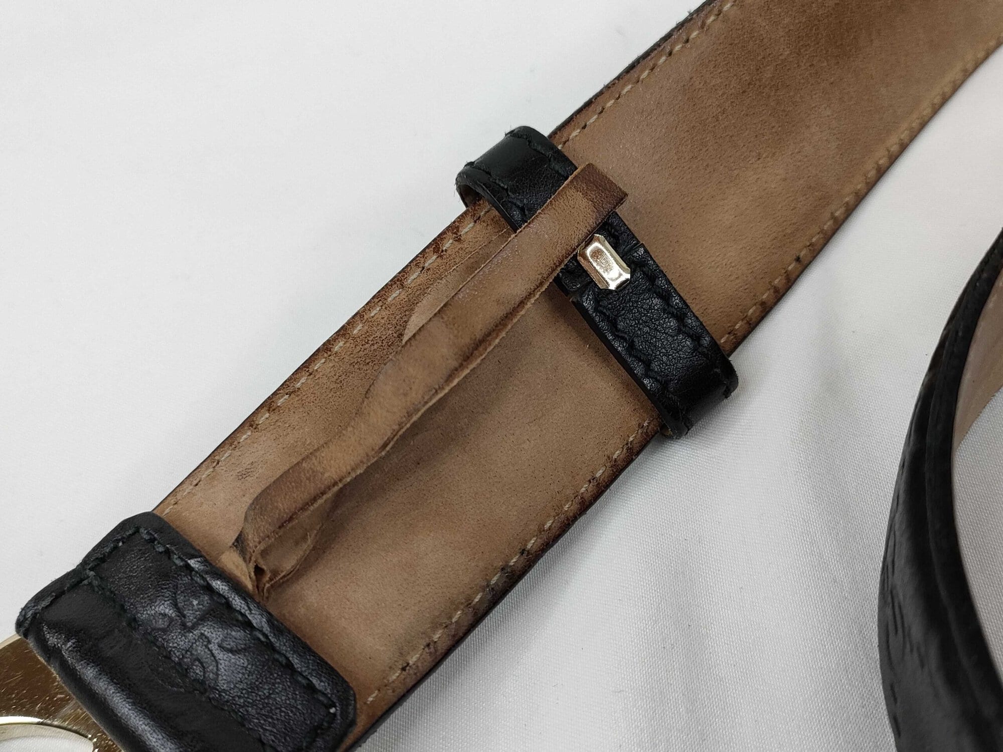 Gucci Black Guccissima Leather Gold Interlocking G Icon Belt size 80-32 - Image 8