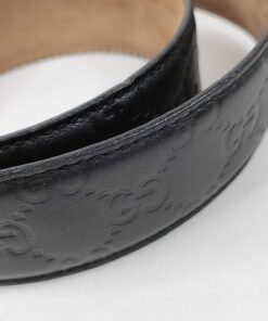 Gucci Black Guccissima Leather Gold Interlocking G Icon Belt size 80-32 - Image 10