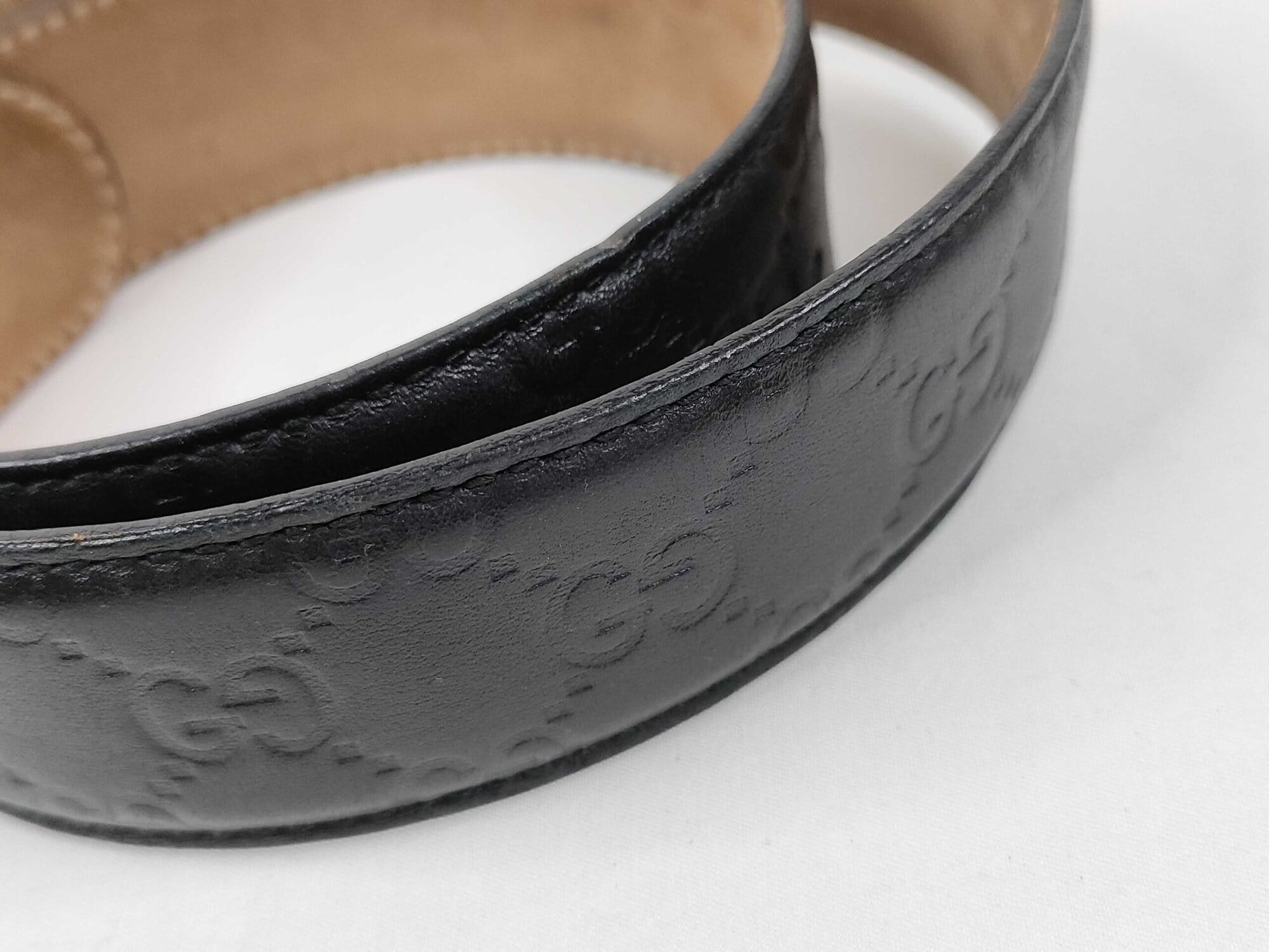 Gucci Black Guccissima Leather Gold Interlocking G Icon Belt size 80-32 - Image 10
