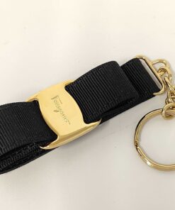 Salvatore Ferragamo Black Vara Bow Grossgrain Keyring Charm