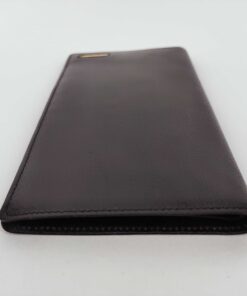 Burberry Black Grained Leather Gold Plate Long Flap Wallet - Image 6