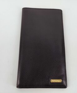 Burberry Black Grained Leather Gold Plate Long Flap Wallet