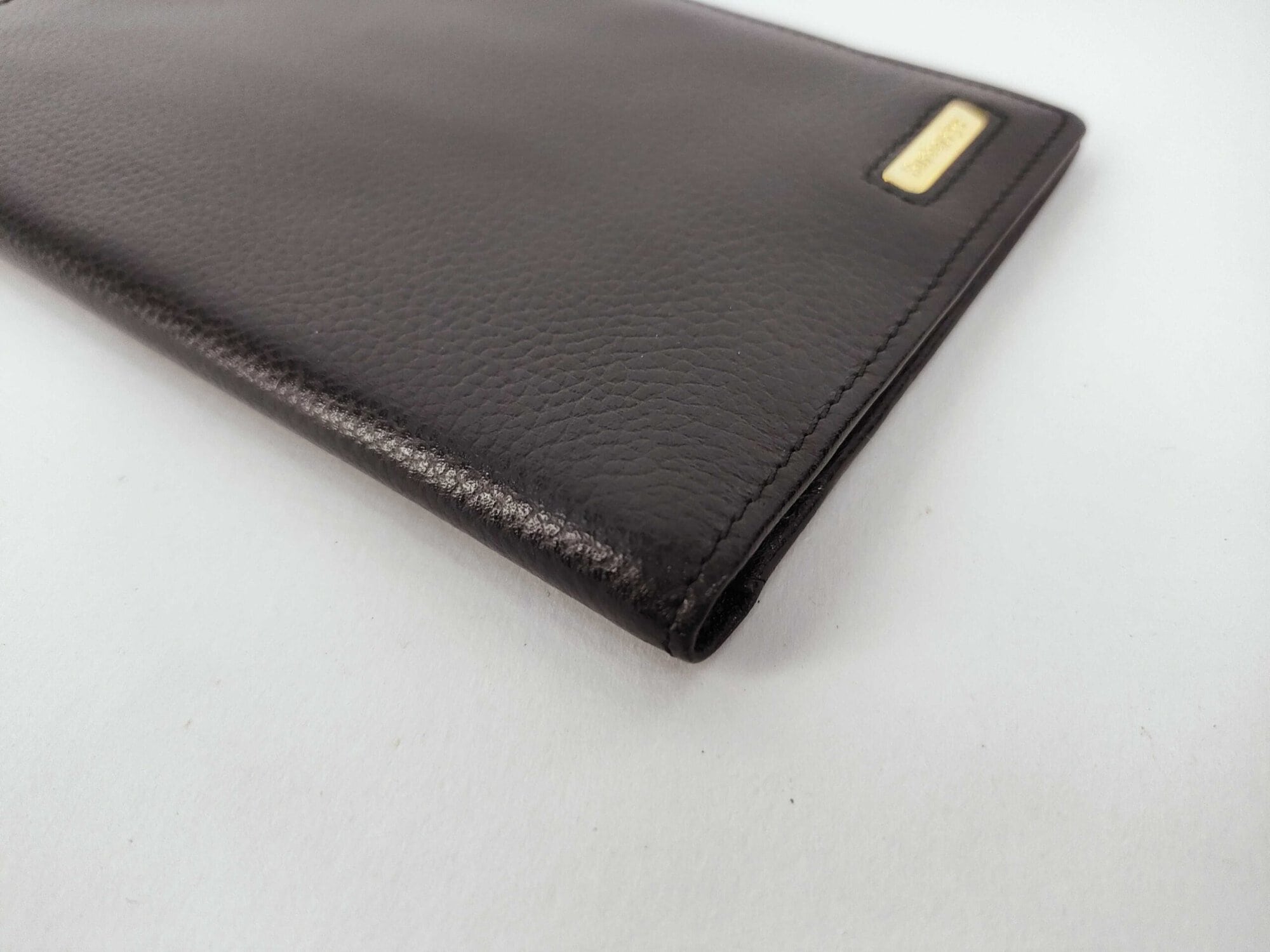 Burberry Black Grained Leather Gold Plate Long Flap Wallet - Image 3