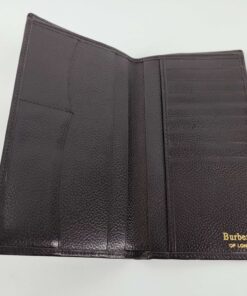 Burberry Black Grained Leather Gold Plate Long Flap Wallet - Image 9