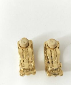 Vintage Givenchy Gold Plated Crystal G Logo Half Hoop Clip-On Earrings - Image 2