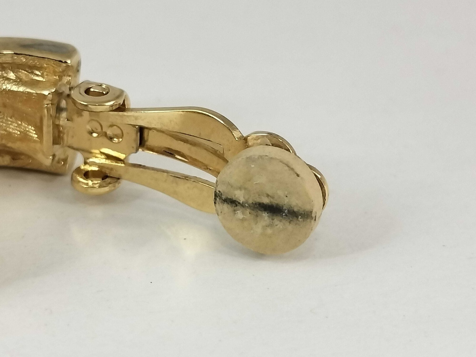 Vintage Givenchy Gold Plated Crystal G Logo Half Hoop Clip-On Earrings - Image 8