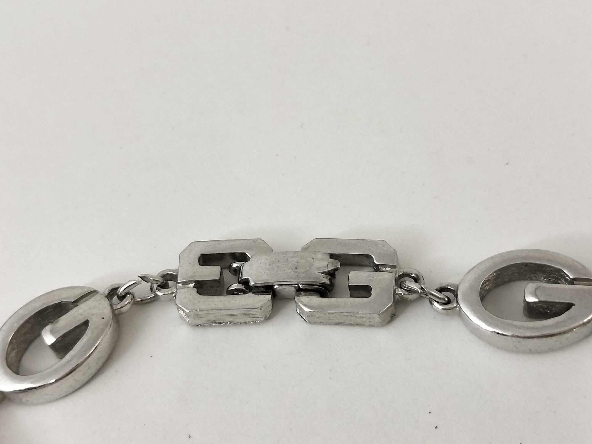 Vintage Givenchy Silver Tone G Logo Oval Link Bracelet image 2