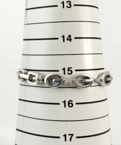 Vintage Givenchy Silver Tone G Logo Oval Link Bracelet - Image 4