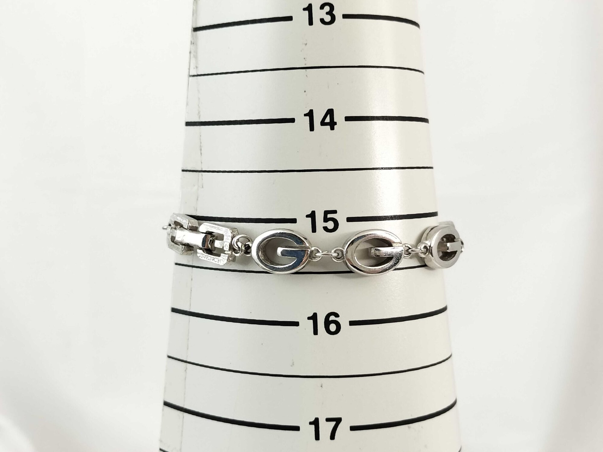 Vintage Givenchy Silver Tone G Logo Oval Link Bracelet image 4