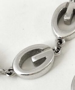 Vintage Givenchy Silver Tone G Logo Oval Link Bracelet - Image 6