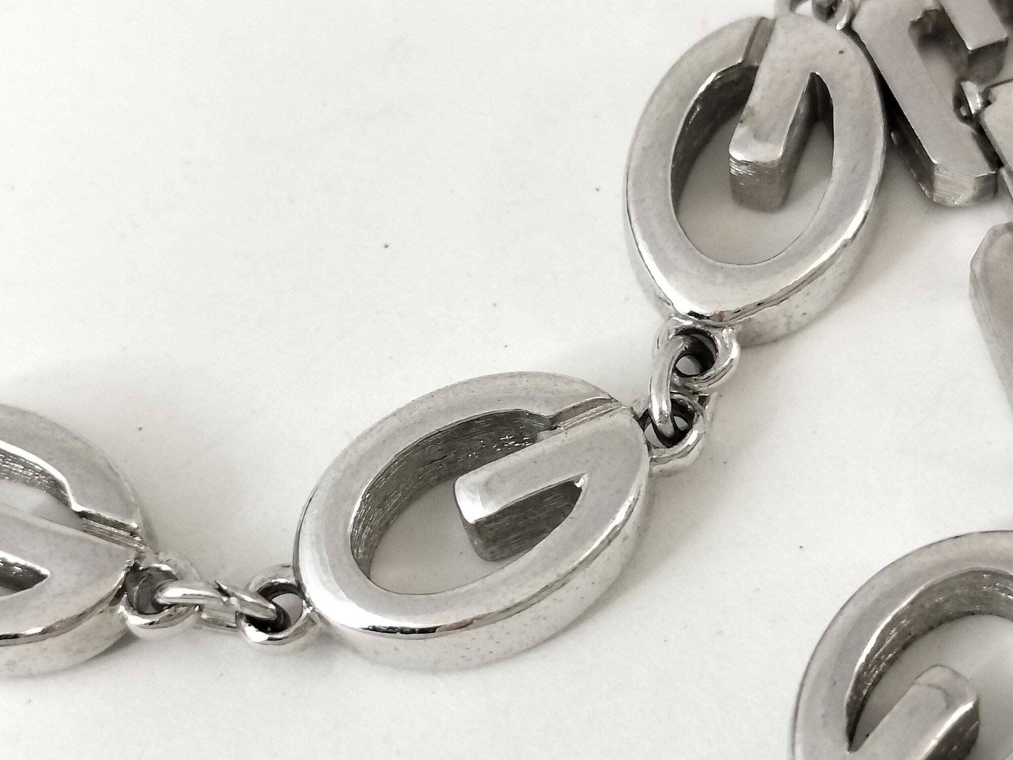 Vintage Givenchy Silver Tone G Logo Oval Link Bracelet image 6
