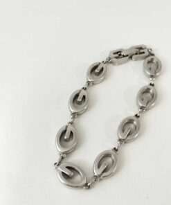 Vintage Givenchy Silver Tone G Logo Oval Link Bracelet