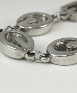 Vintage Givenchy Silver Tone G Logo Oval Link Bracelet - Image 7