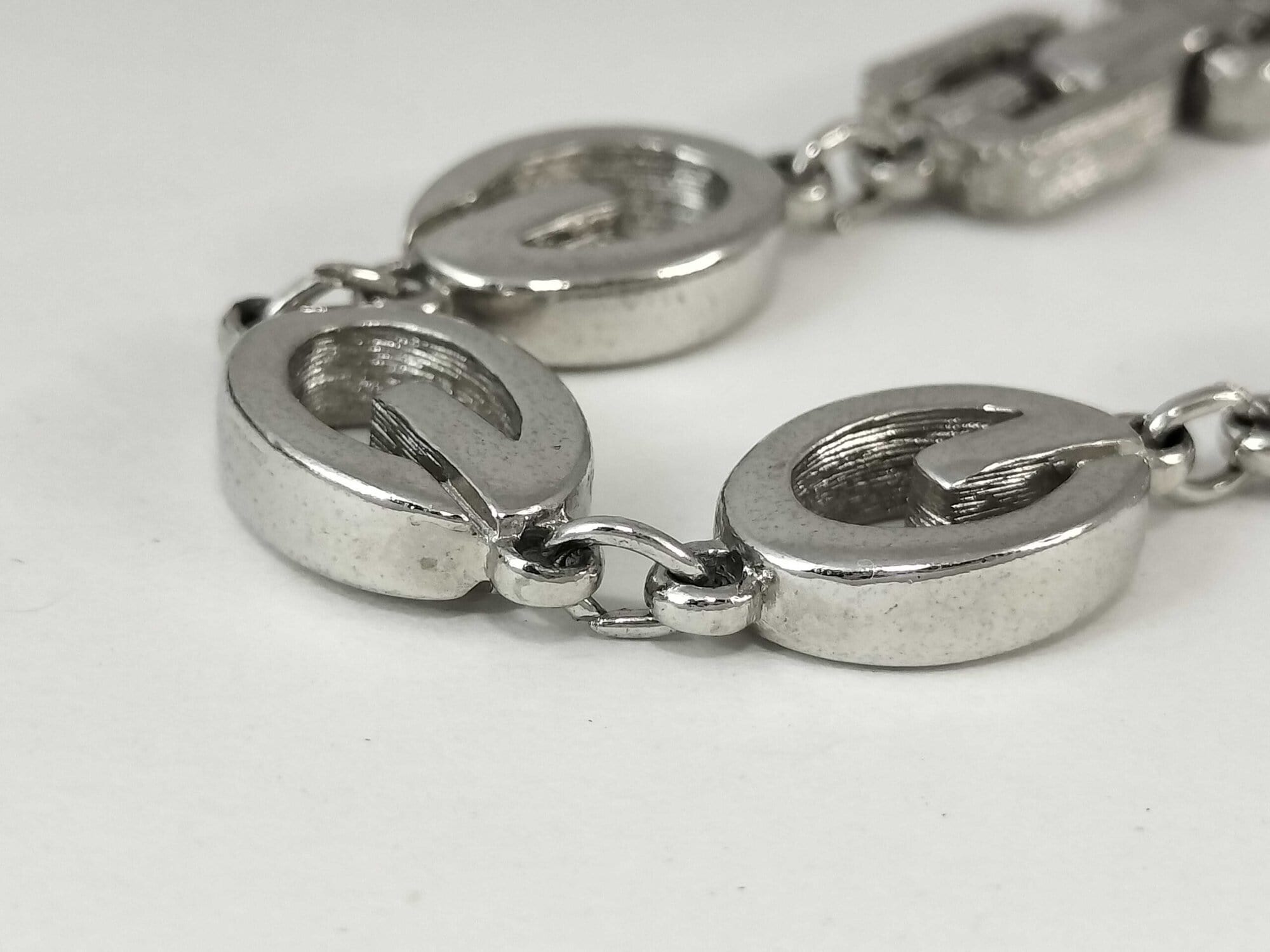 Vintage Givenchy Silver Tone G Logo Oval Link Bracelet image 7