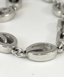 Vintage Givenchy Silver Tone G Logo Oval Link Bracelet - Image 5