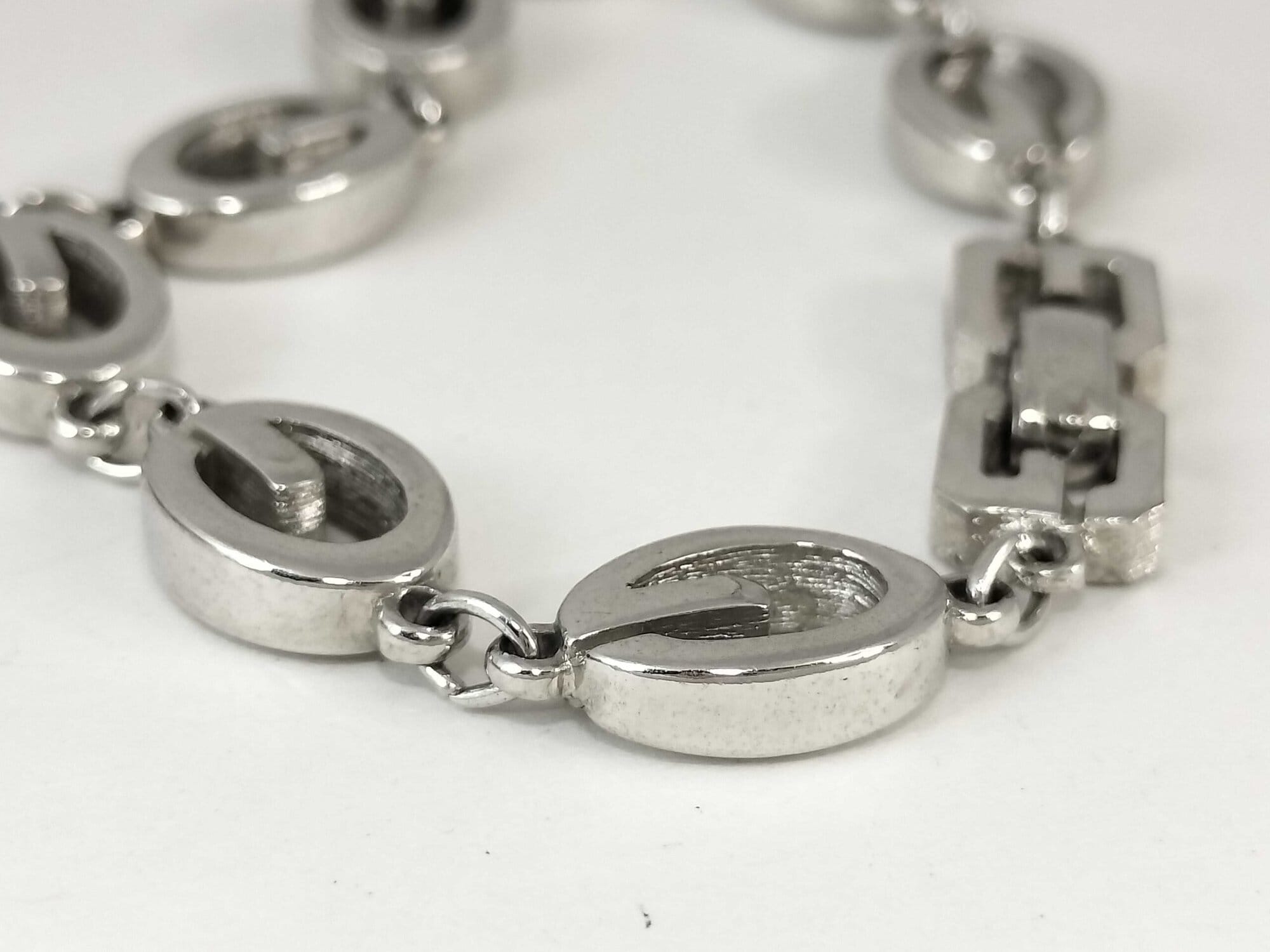 Vintage Givenchy Silver Tone G Logo Oval Link Bracelet image 5