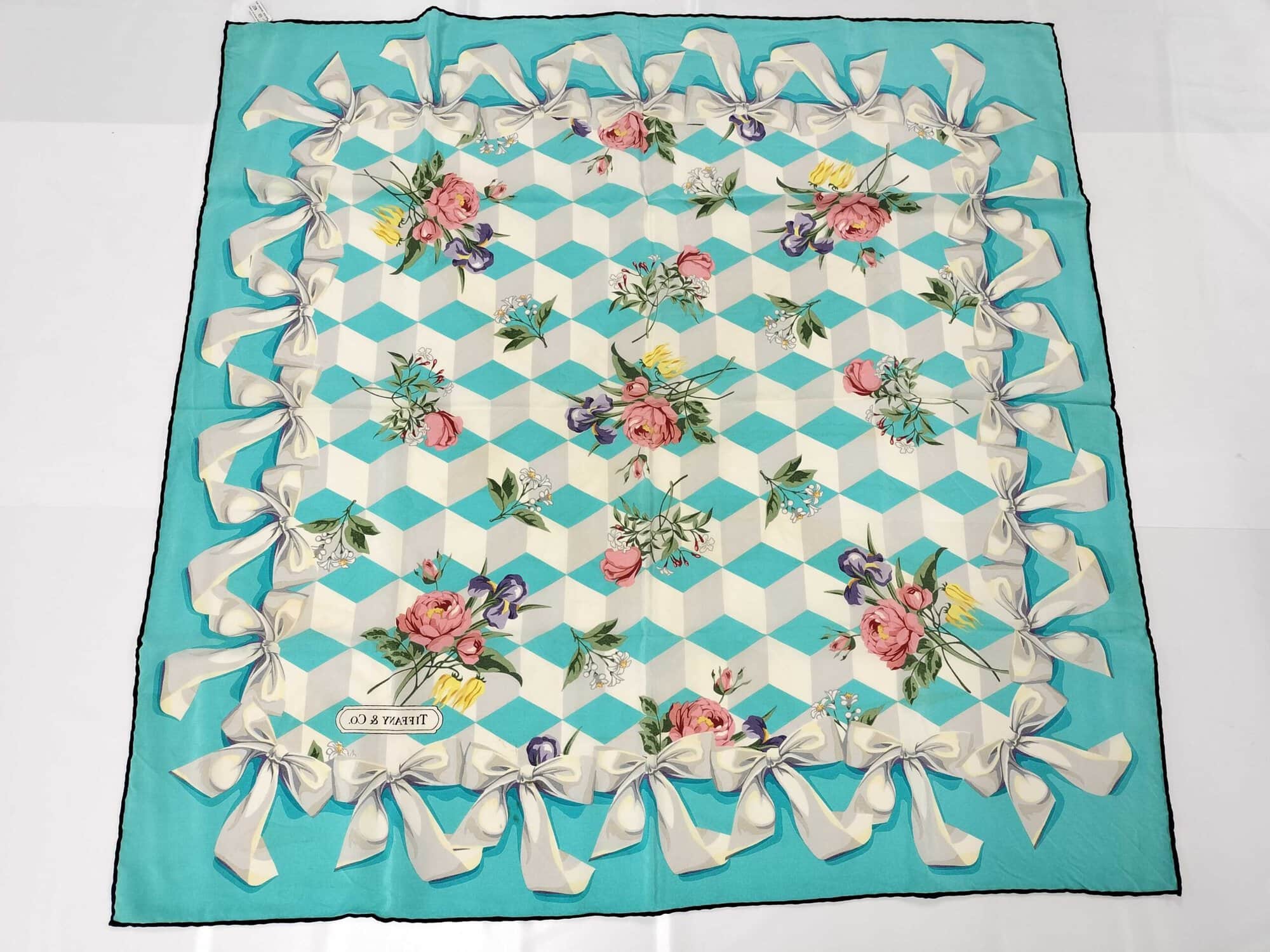 Tiffany & Co. Floral Ribbon 3D Cube Silk Square Scarf, additional view 9