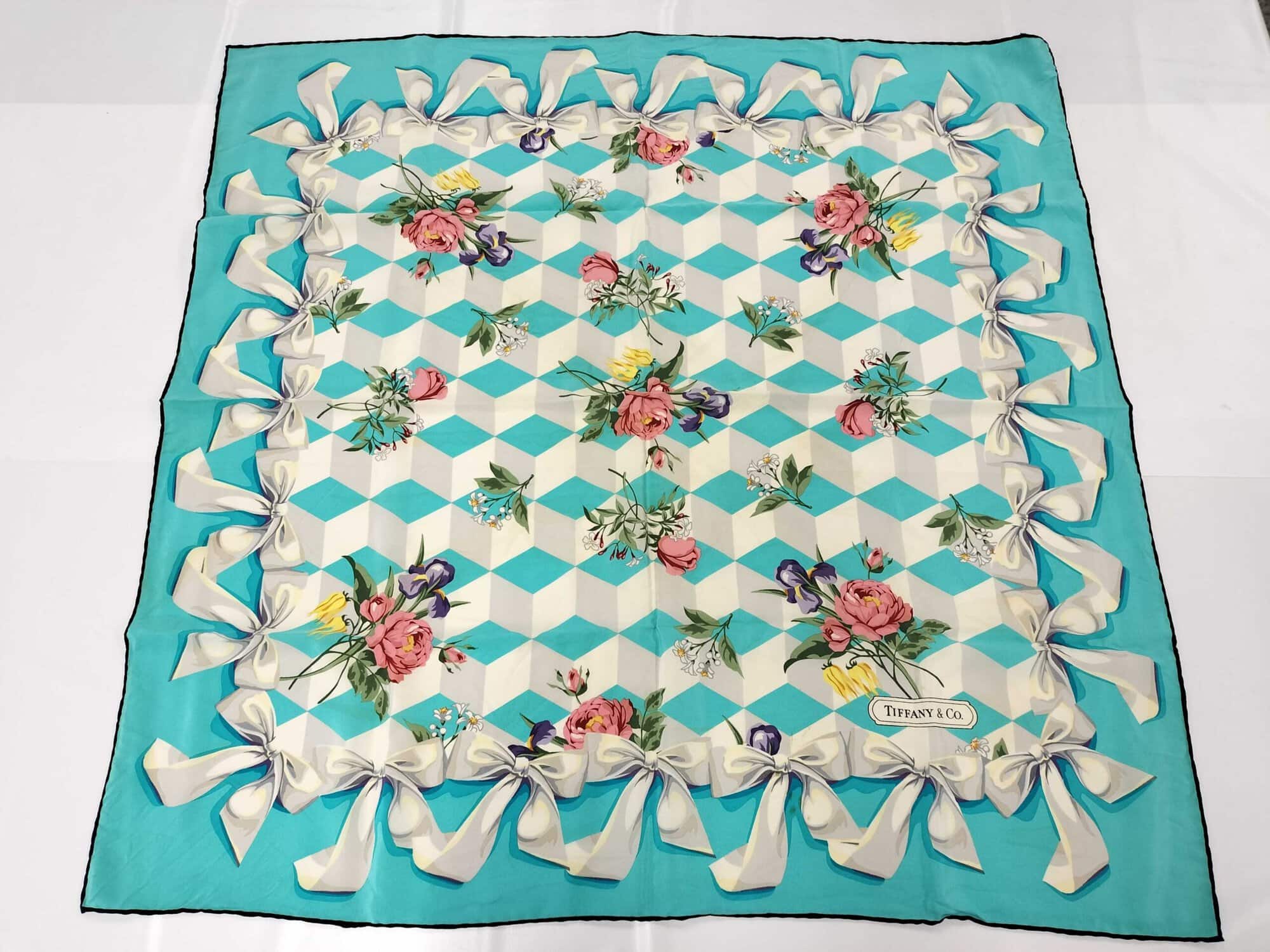 Tiffany & Co. Floral Ribbon 3D Cube Silk Square Scarf, additional view 2