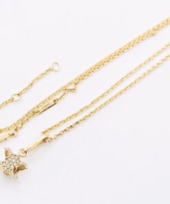 (13427_0187) CELINE Solitaire Sparkle Triomphe Rhinestone Necklace Gold Necklace - Image 4