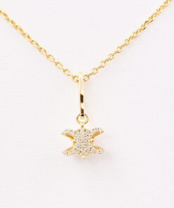 (13427_0187) CELINE Solitaire Sparkle Triomphe Rhinestone Necklace Gold Necklace