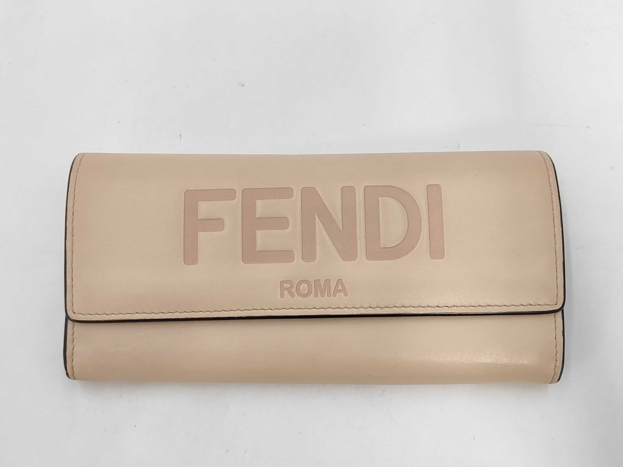 Fendi Roma Powder Pink Leather Continental Flap Wallet